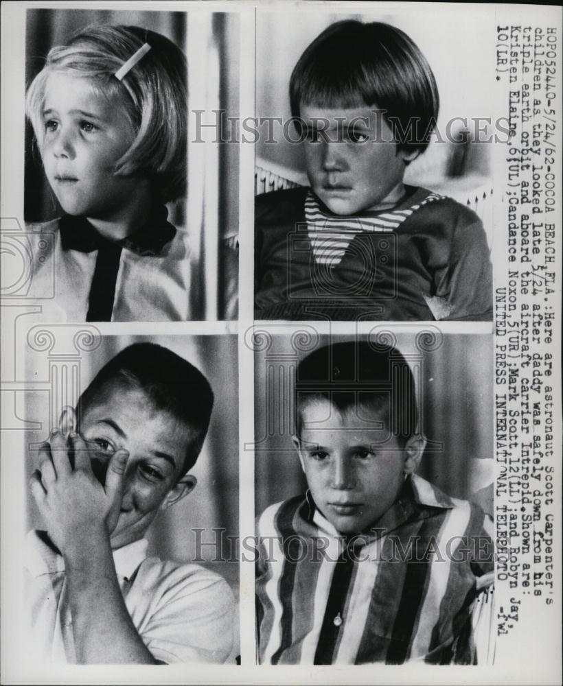 1964 Press Photo Astronaut Scott Carpenter&#39;s Children Hearing Safe Return - Historic Images