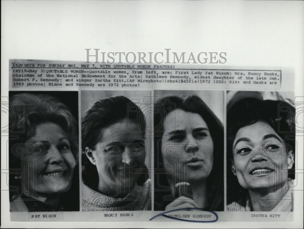 1972 Press Photo Pat Nixon Nancy Hanks Kathleen Kennedy Eartha Kitt - RSL39223 - Historic Images