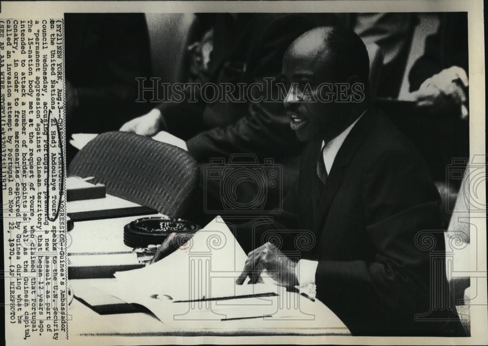 1971 Press Photo Guinea Ambassador El Hadj Abdoulaye Toure UN Security Council - Historic Images