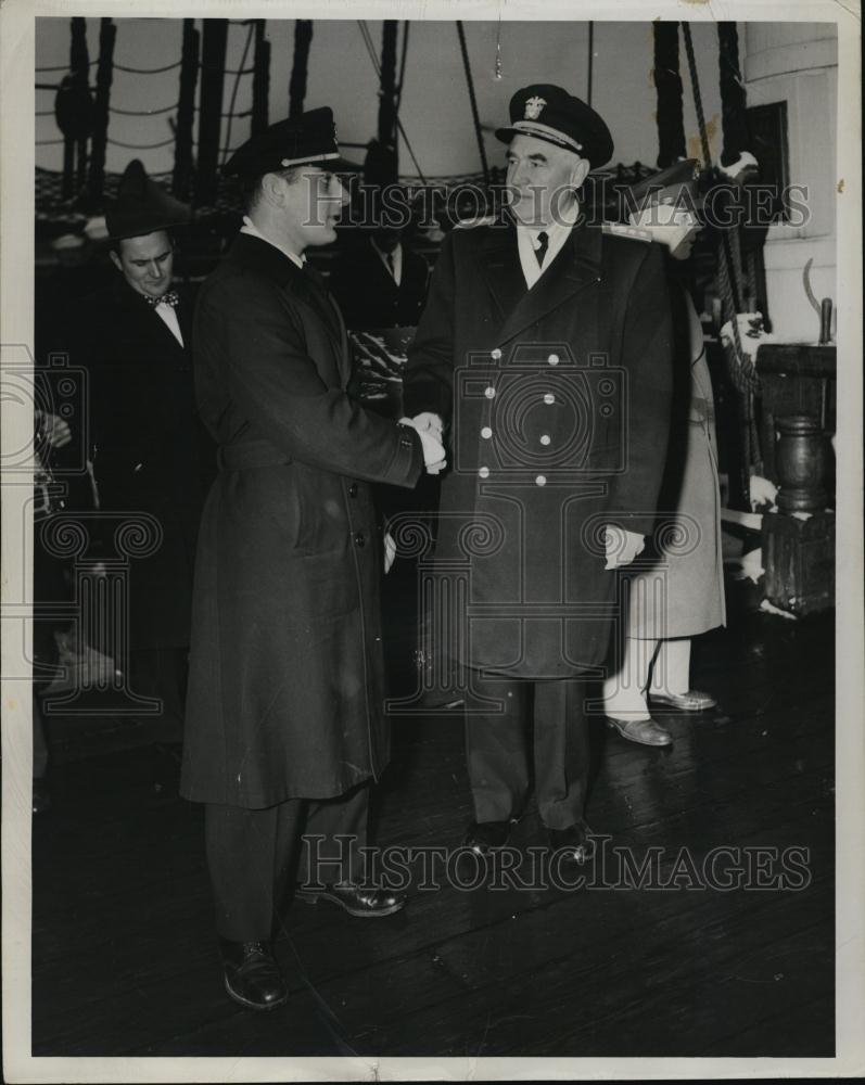 1953 Press Photo Cadet Midshipman Allan Weiss and Admiral John Mcrea - RSL43423 - Historic Images