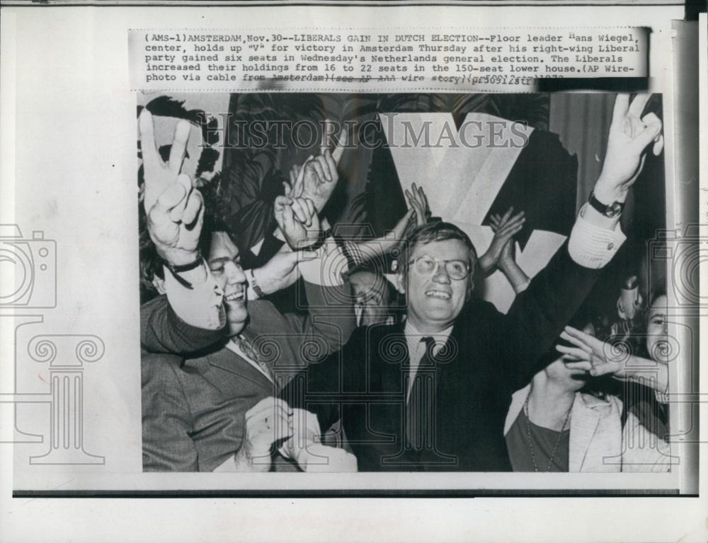 1973 Press Photo Amsterdam floor leader Hans Wiegel in Netherland election - Historic Images