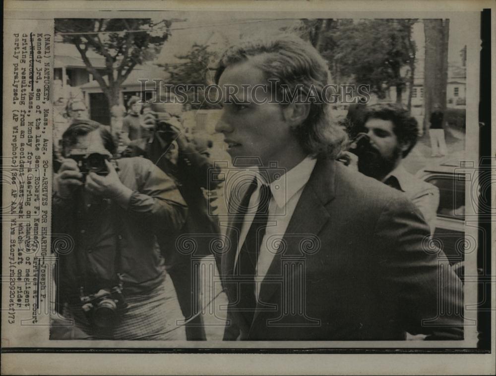 1973 Press Photo Joseph P Kennedy III, Son Of Robert F Kennedy, Trial - Historic Images