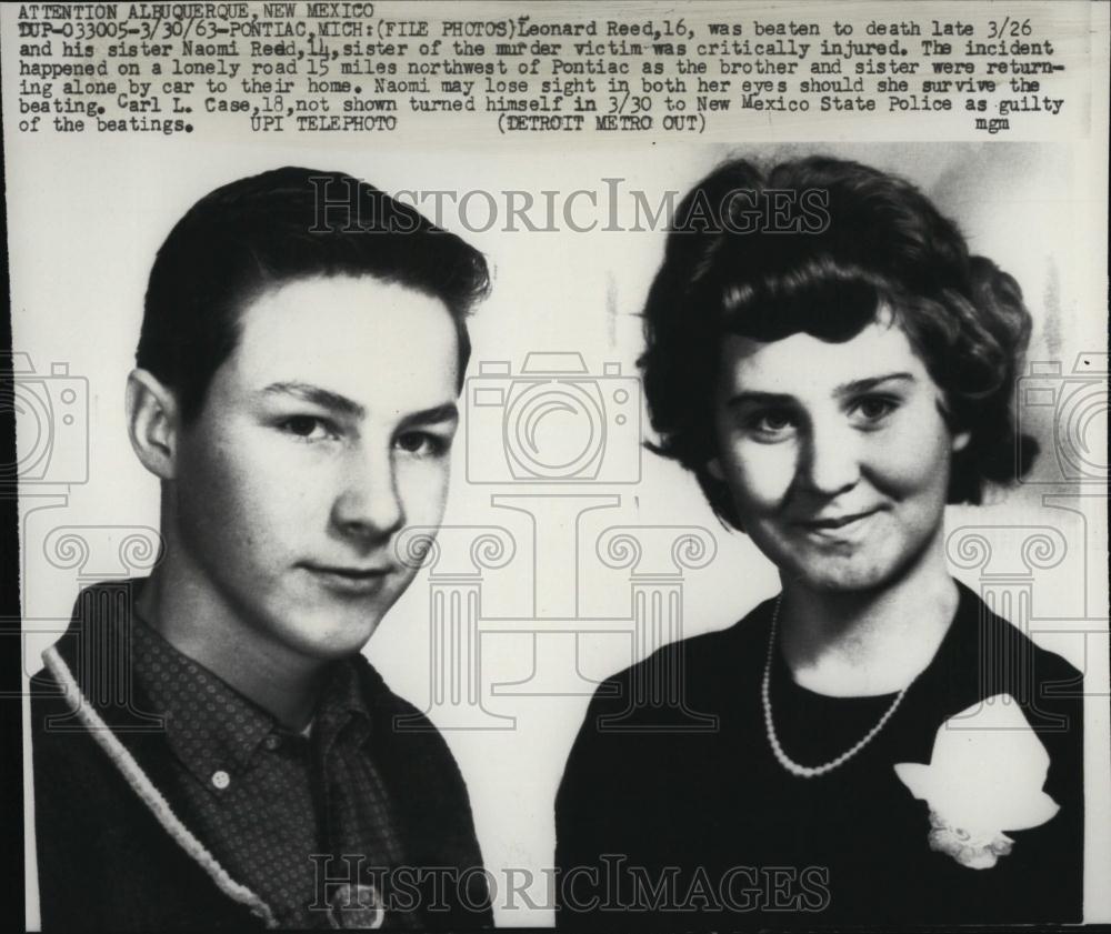Naomi Ruth Reed 1963 Press Photo Leonard Reed and Sister Naomi was beaten in their car ...