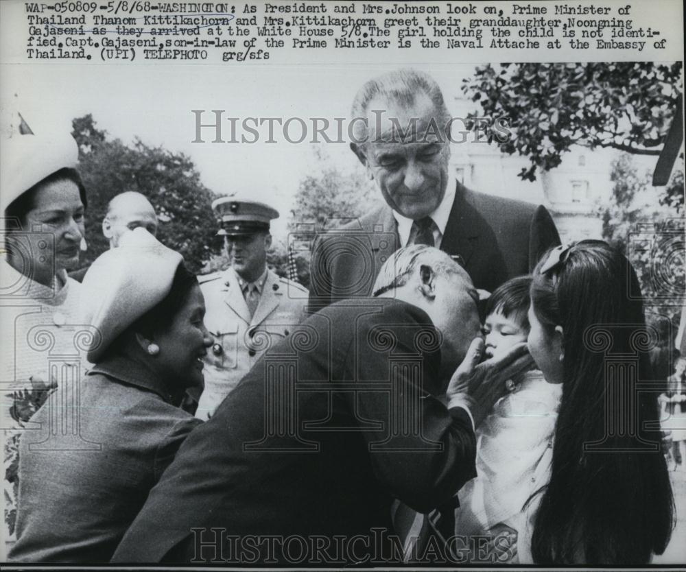 1968 Press Photo President Johnson & Prime Minister Thanom Kittikachorm Thailand - Historic Images