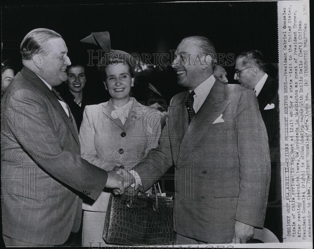 1950 Press Photo Pres&amp; Mrs Gabriel Gonzalez Videla of Chile, Emilio Bello - Historic Images