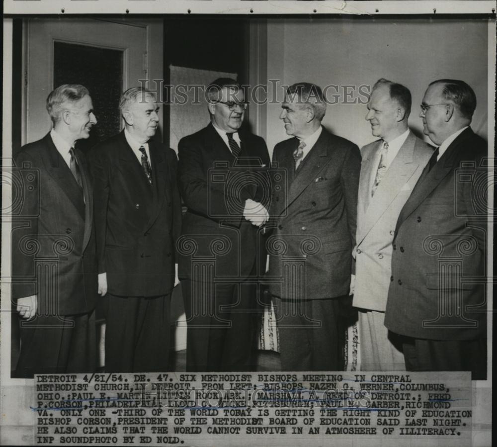 1954 Press Photo Methodist Bishops Meet in Detroit to Discuss Education - Historic Images