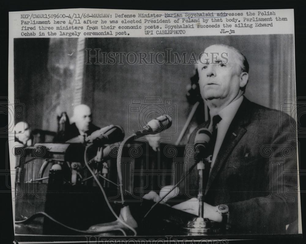 1968 Press Photo Defense minister Marian Spychalski of Poland - RSL85939 - Historic Images