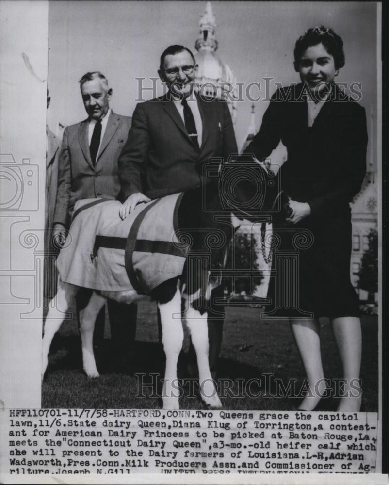 1958 Press Photo Dairy Queen Diana Klug Winner American Dairy Princess Contest - Historic Images