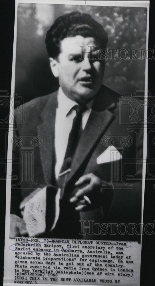 1963 Press Photo Ivan Federvich Skripov Secretary Of Soviet Embassy In Canberra - Historic Images