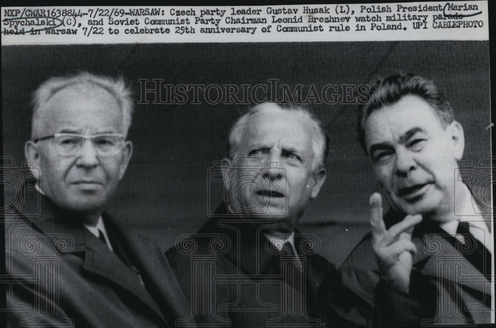 1969 Press Photo Czech Gustav Husak,Pole Marian Spychalski & Leonid Brezhnev - Historic Images