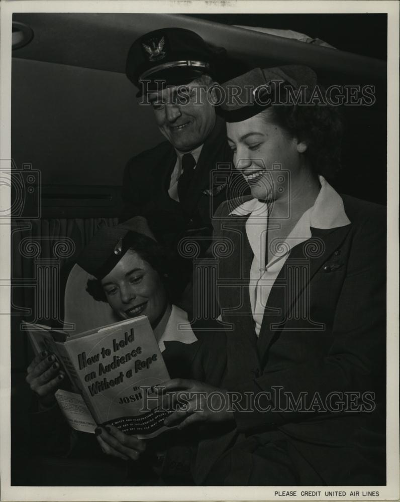 1949 Press Photo United Airlines employees learning public speaking - RSL46959 - Historic Images