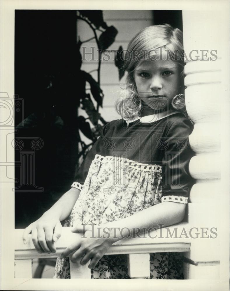 Press Photo Unknown Girl posing on porch - RSL61307 - Historic Images