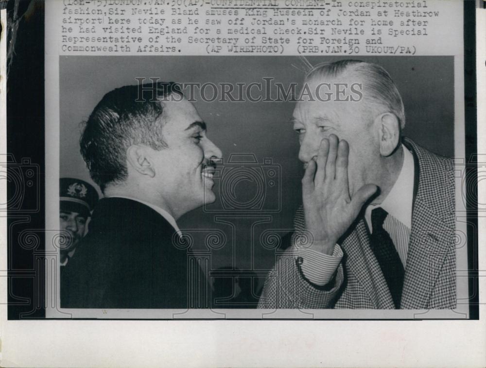 1969 Press Photo King Hussein of Jordan , Sir Neville Bland of Britain - Historic Images