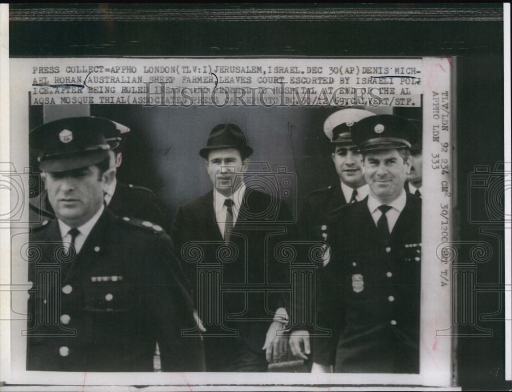 1969 Press Photo Denis Michael Rohan, Australian Sheep Farmer, Al Aqsa Mosque - Historic Images