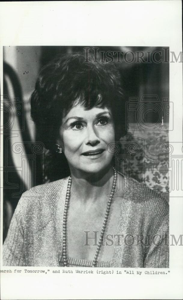 1977 Press Photo Ruth Warrick, Actress in &quot;All my Children&quot; - RSL02881 - Historic Images