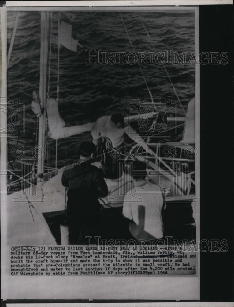 1966 Press Photo William Verity on 20 ft boat crossed the Atlantic - RSL92261 - Historic Images