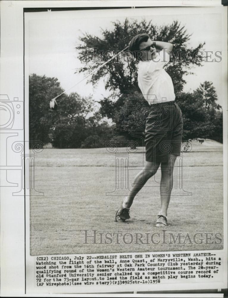 1958 Press Photo Anne Quest Oak Park Country Club golf Tournament - RSL65801 - Historic Images