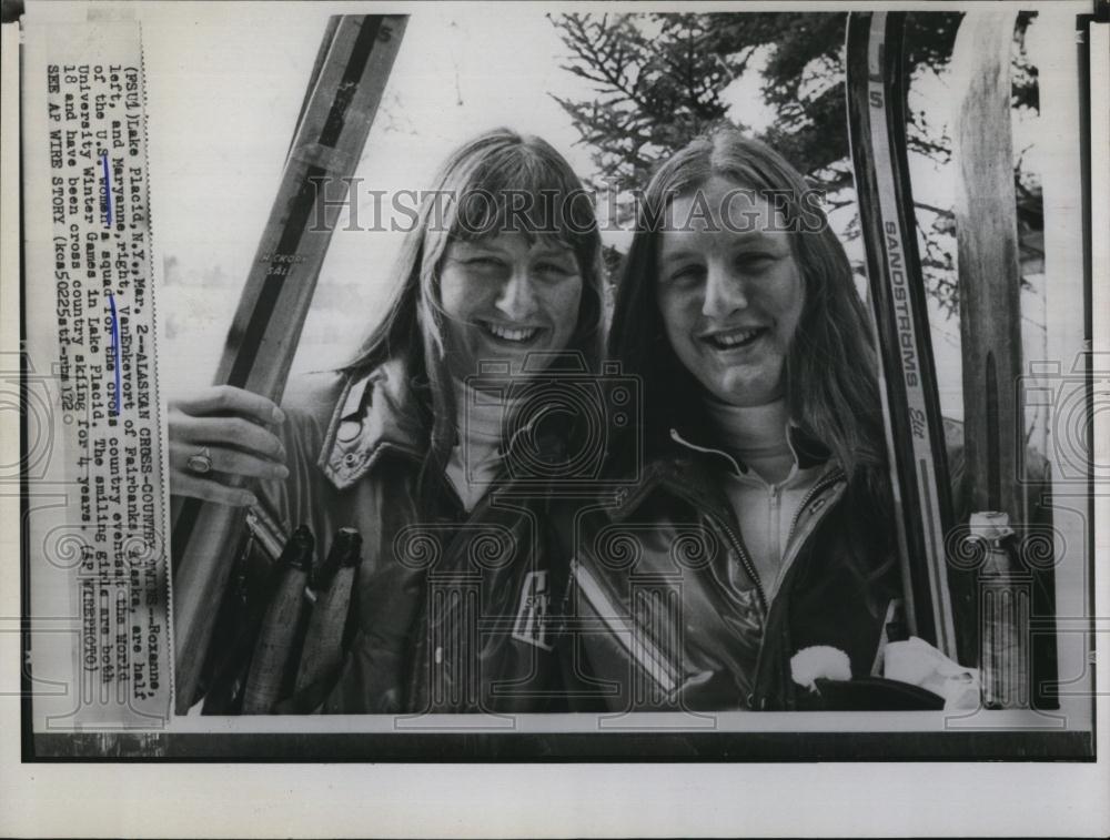 1972 Press Photo Skiers Roxanne &amp; Maryanne VanEnkevort at Winter Olympics - Historic Images