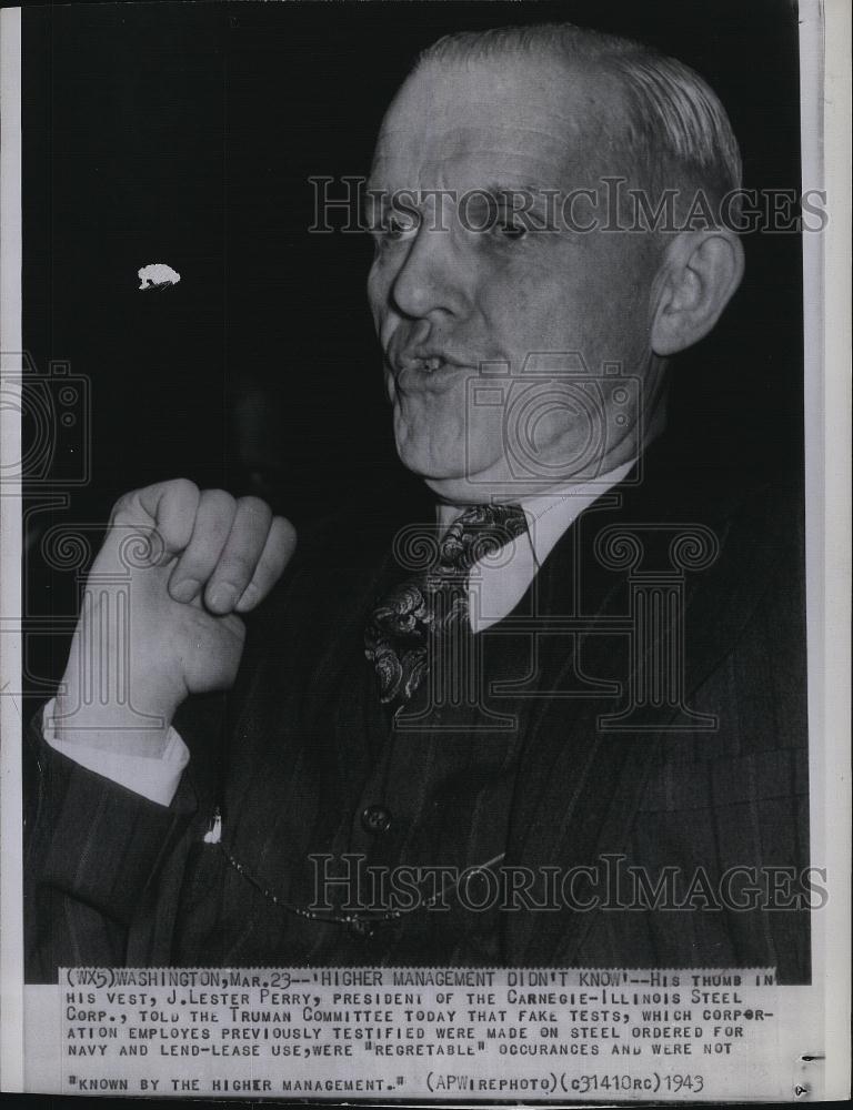 1943 Press Photo J Lester Perry, Pres of Carnigie Ill Steel Corp - RSL81885 - Historic Images