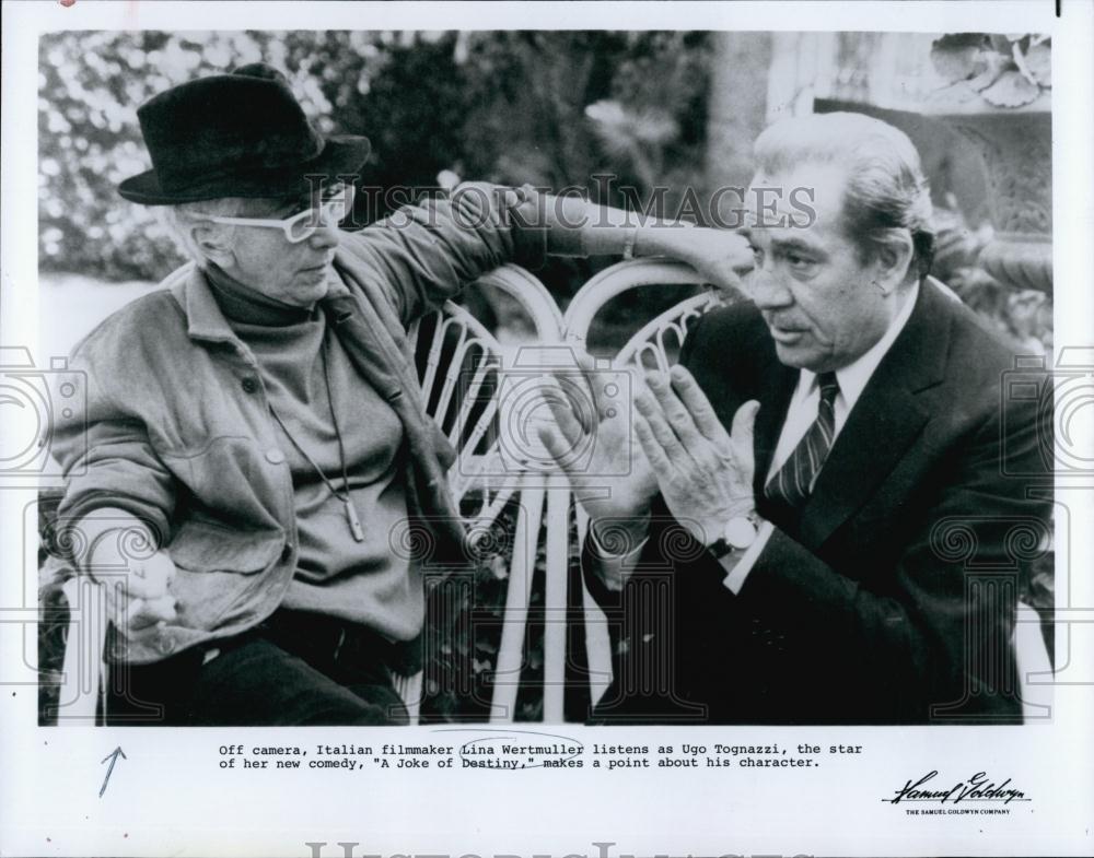 1986 Press Photo Ugo Tognazzi Actor Lina Wertmuller Director &quot;A Joke of Destiny&quot; - Historic Images