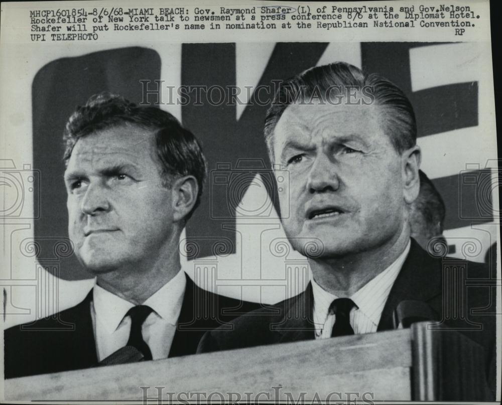 1968 Press Photo Gov Raymond Shafer Nelson Rockefeller Republican Convention - Historic Images