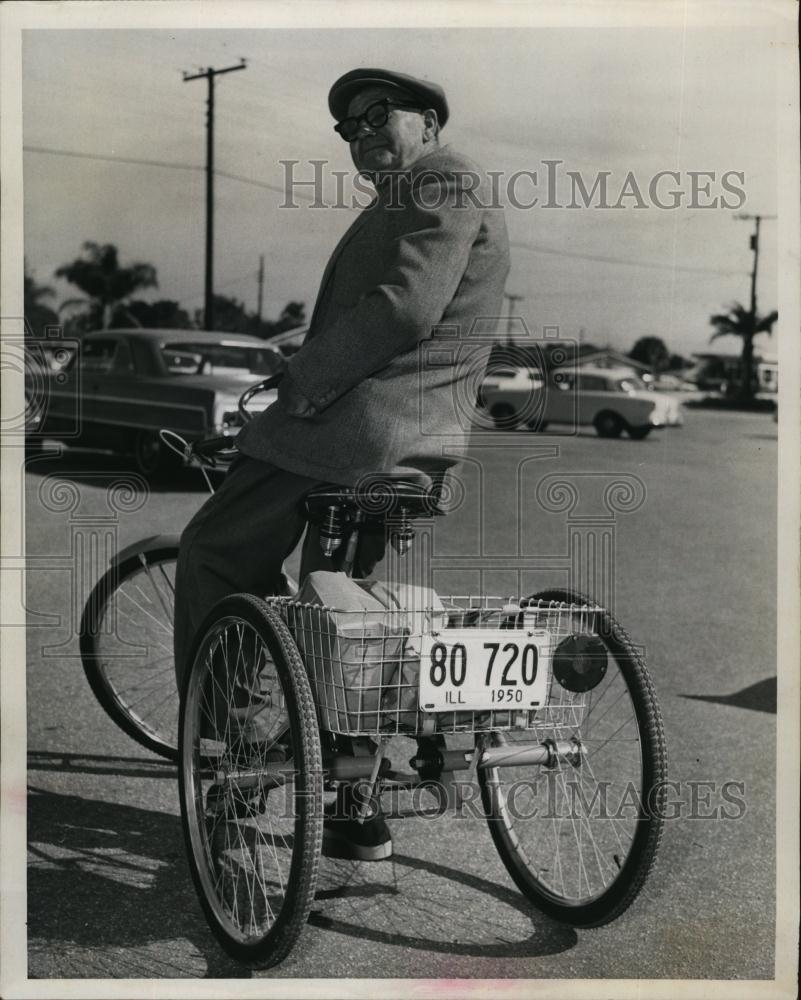 1967 Press Photo John Park Rides Three-Wheeled Bicycle - RSL95223 - Historic Images