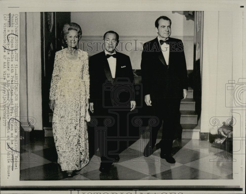 1973 Press Photo Prime Minister Kakuei Tanaka of Japan President and Mrs Nixon - Historic Images