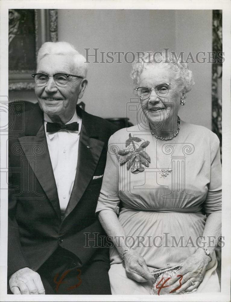 1958 Press Photo Mr and Mrs Frank Miller,celebrated their 65th Anniversary - Historic Images