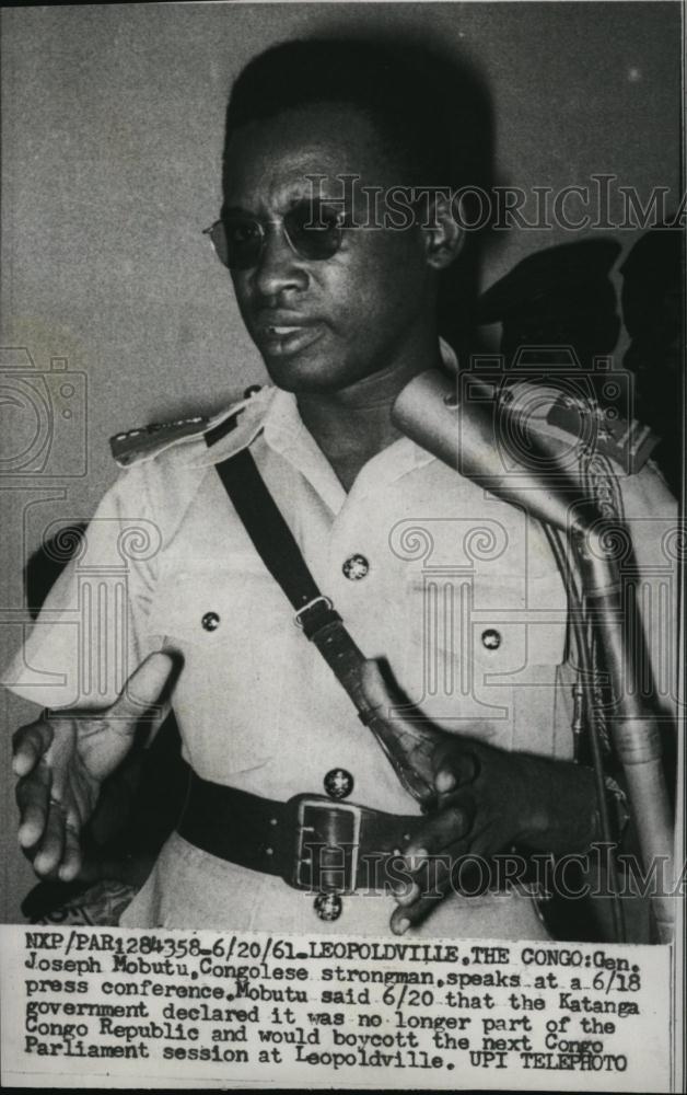 1961 Press Photo Gen Joseph Mobutu speaking about the Congo Republic - RSL84821 - Historic Images