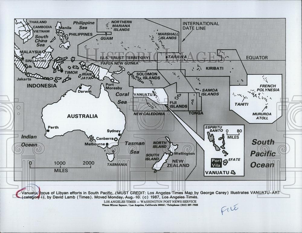 1987 Press Photo Vanuatu Lubran forces Map - RSL96901 - Historic Images