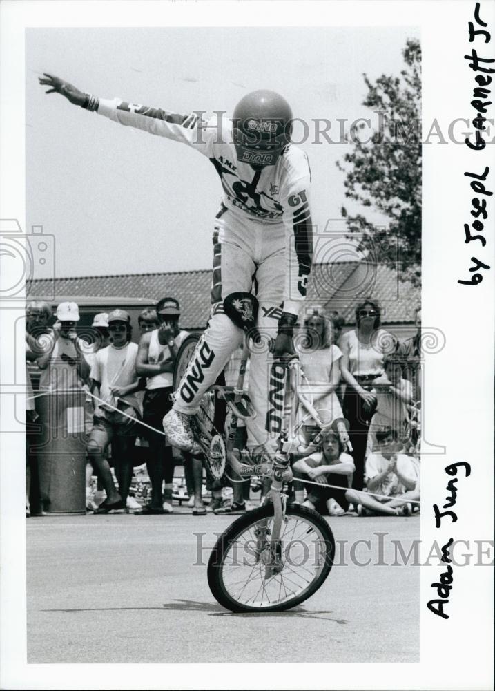 1987 Press Photo Adam Jung Motorcyclist - RSL62311 - Historic Images