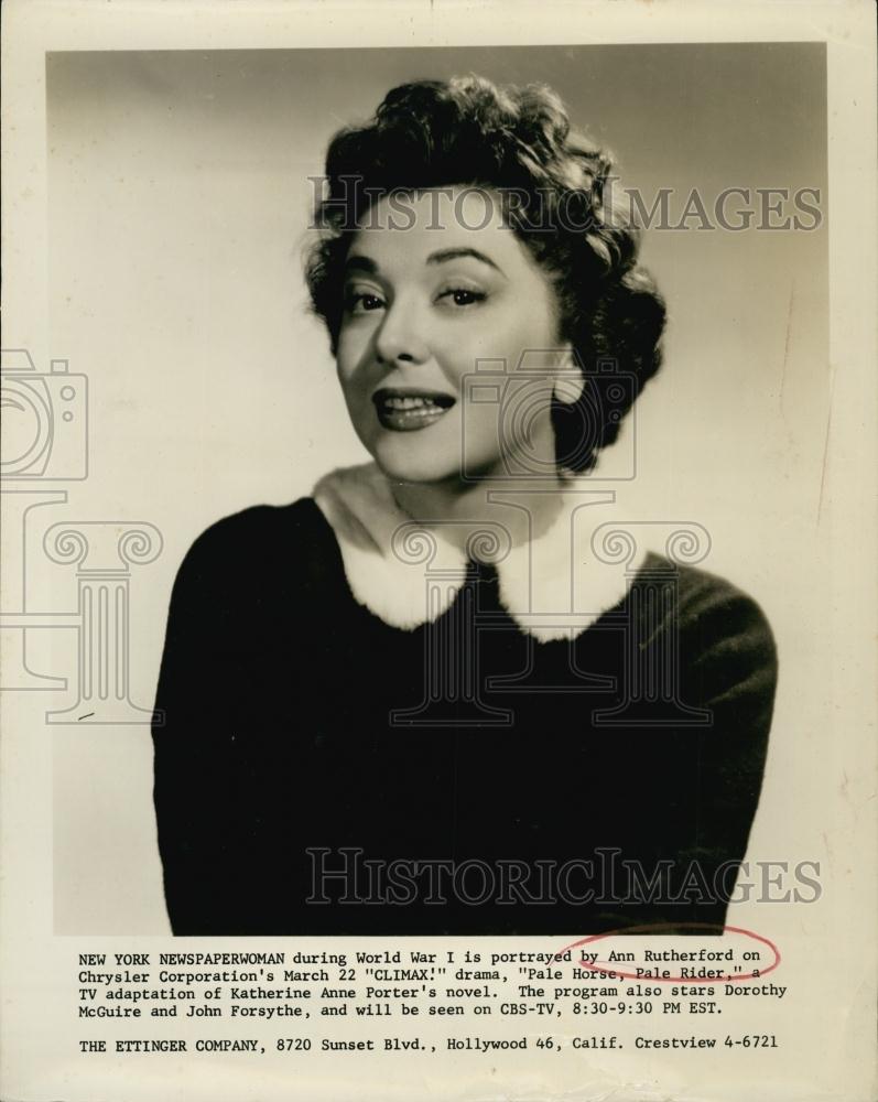 Press Photo Actress Ann Rutherford In &quot;Pale Horse,Pale Rider&quot; - RSL60637 - Historic Images