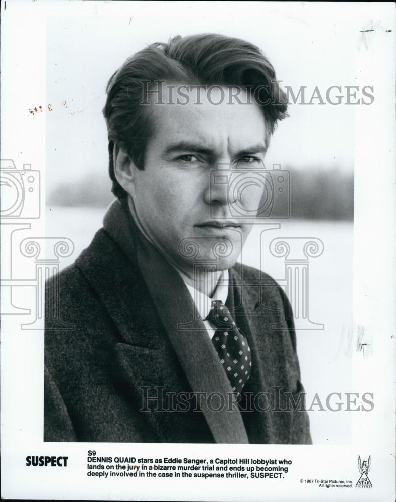 1987 Press Photo Actor Dennis Quaid in &quot;Suspect&quot; - RSL60293 - Historic Images