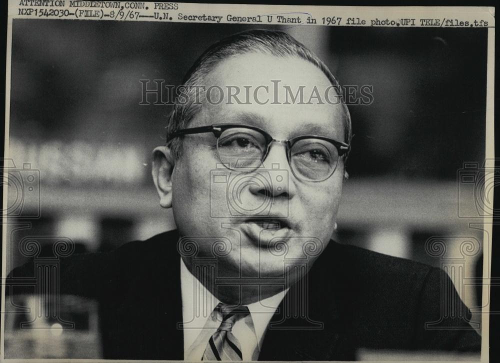 1967 Press Photo UN Secretary General U Thant speaks at meeting - RSL06769 - Historic Images