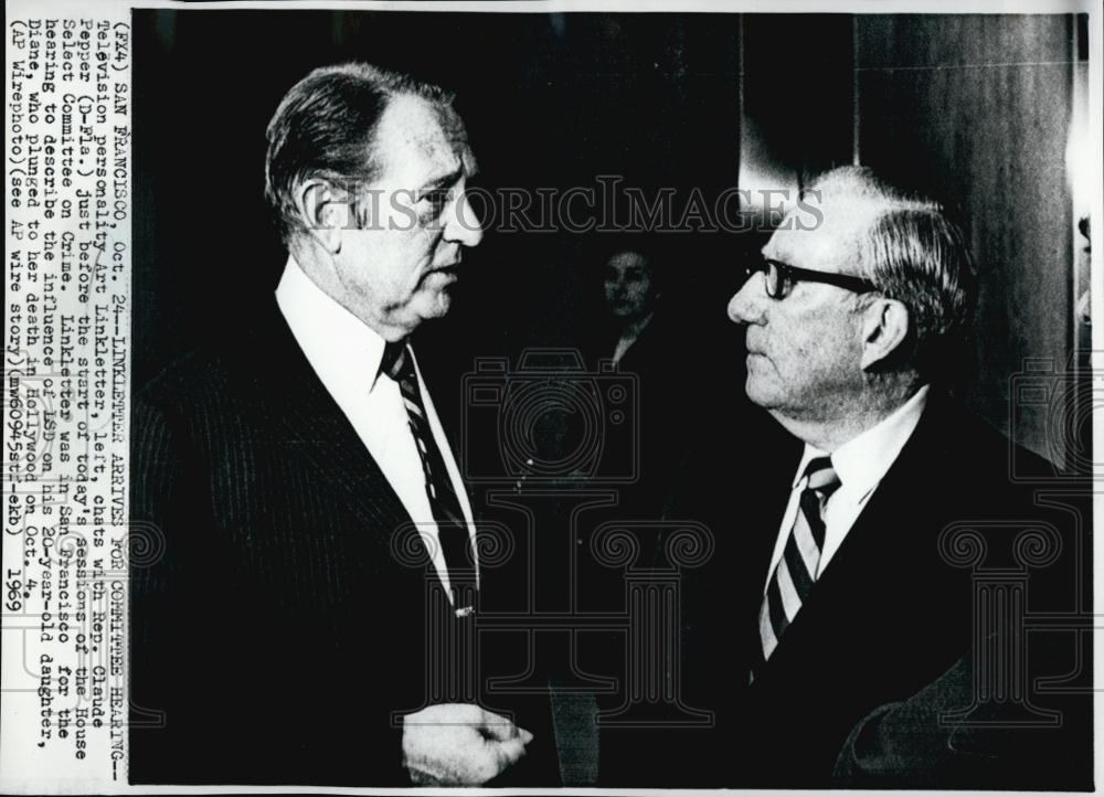 1969 Press Photo TV entertainer Art Linkletter &amp; Rep Claude Pepper (D-Fla) - Historic Images