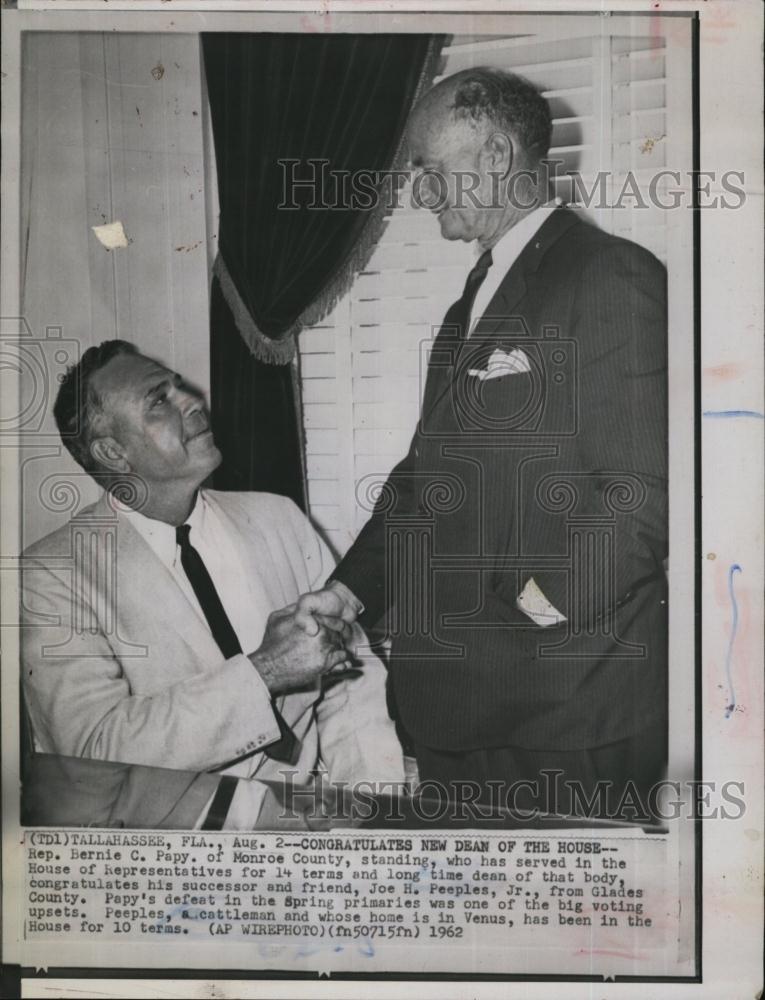 1962 Press Photo Rep Bernie Papy &amp; Joe Peeples Jr of Florida - RSL94379 - Historic Images