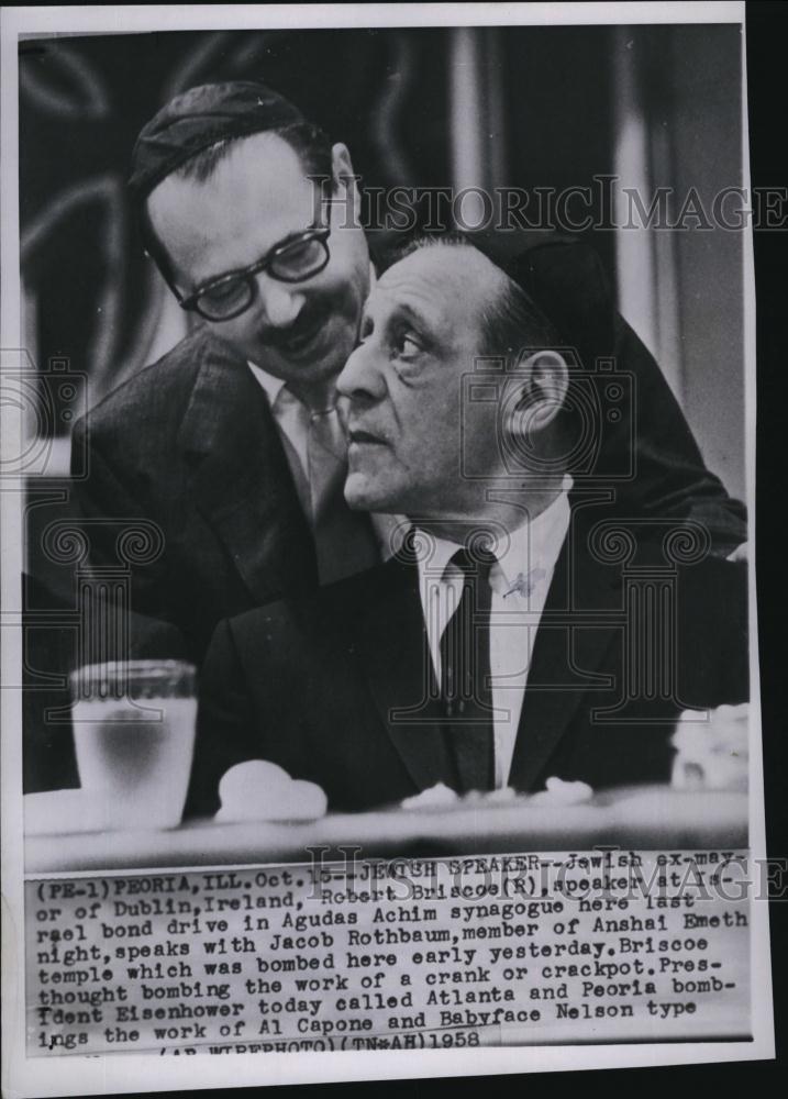 1958 Press Photo R Briscoe, Lord Mayor of Dublin &amp; J Rothbaum - RSL79349 - Historic Images