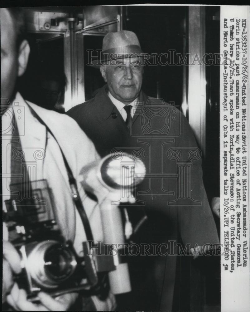 1962 Press Photo Soviet UN Ambassador Valerian Zorin Khrushchev Proposal - Historic Images