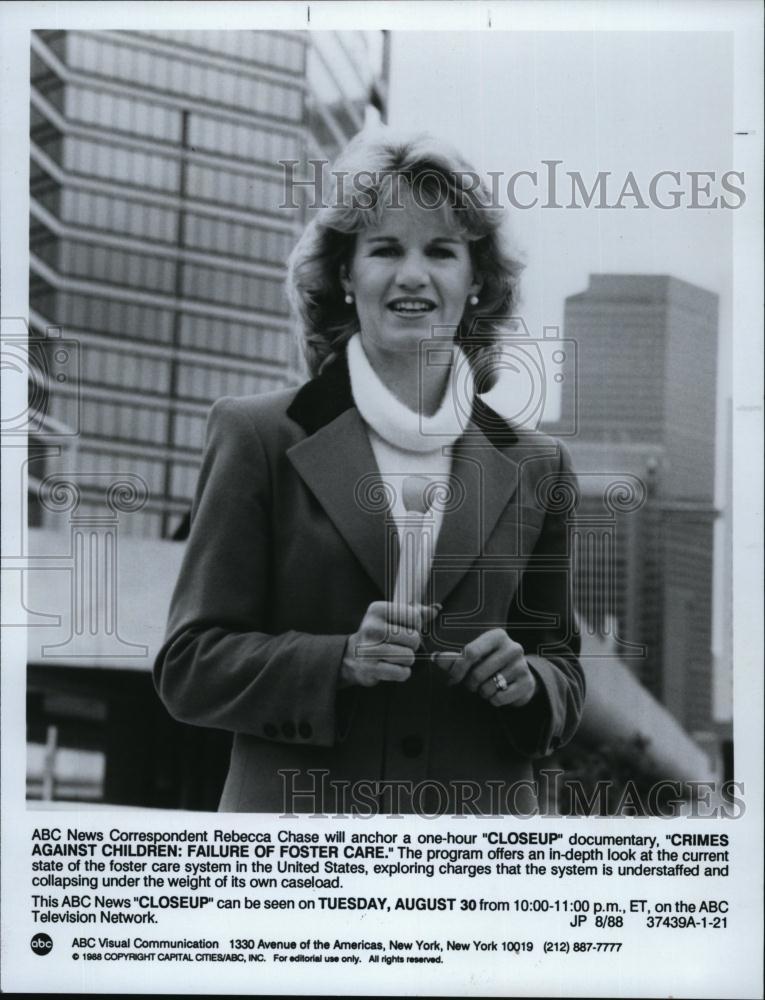 1988 Press Photo Correspondent Rebecca Chase Anchor "Closeup" - RSL93041 - Historic Images