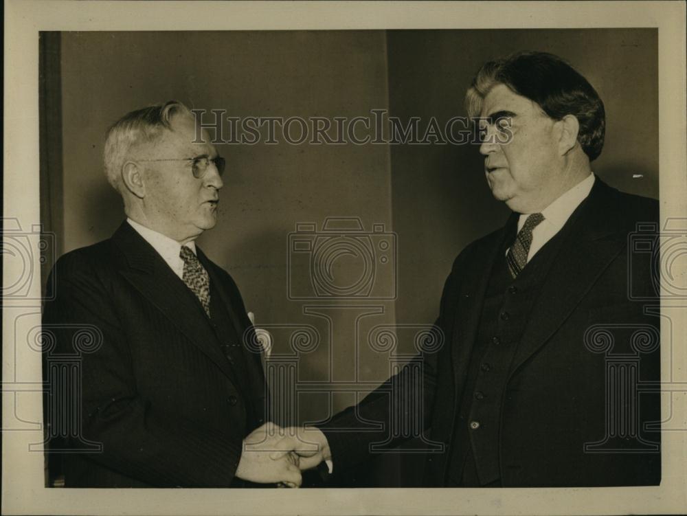 1949 Press Photo Union Leaders Daniel J Tobin (AFL) and John L Lewis (CIO) - Historic Images