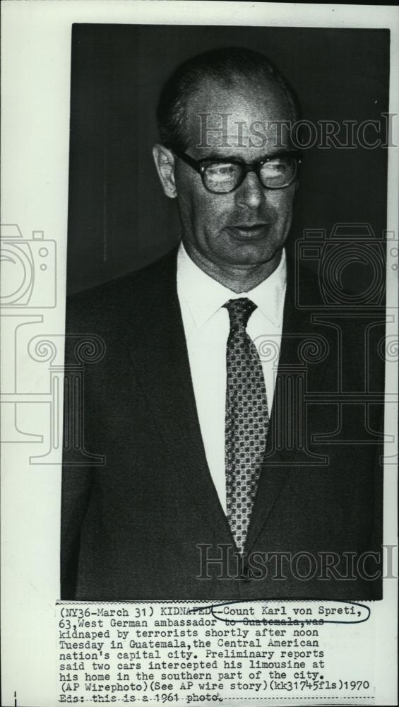 1970 Press Photo Count Karl von Spreti, W German Amb to Guatemala - RSL45819 - Historic Images