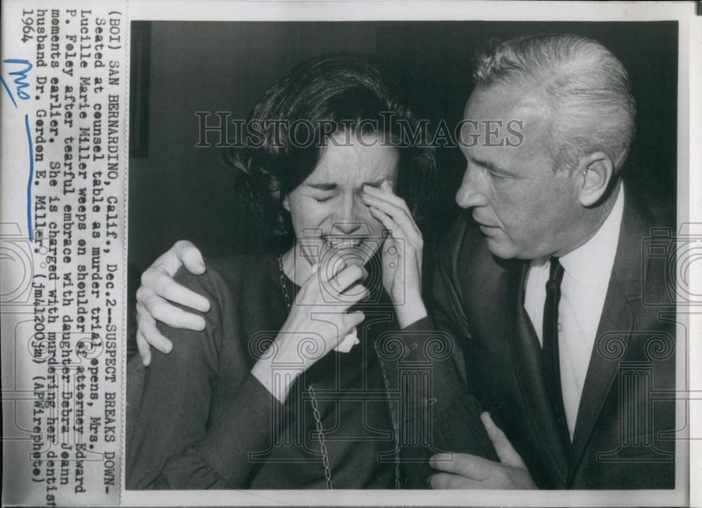 1964 Press Photo Mrs Lucille Marie Miller &amp; Attorney During Murder Trial - Historic Images