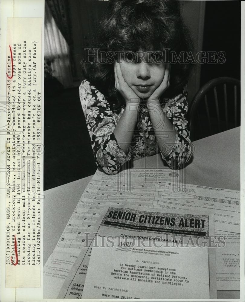 1992 Press Photo Kaitlyn Marshalsea Mistakenly Receives Jury Duty Notice - Historic Images