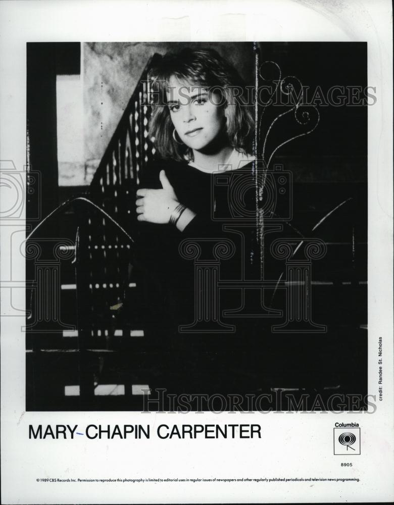 1989 Press Photo Singer Mary Chapin Carpenter Columbia Records Portrait - Historic Images