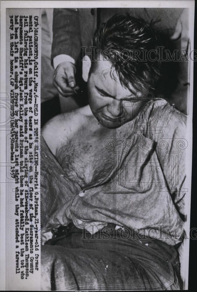 1957 Press Photo Harris G Brinan, in custody for baby killing - RSL80007 - Historic Images