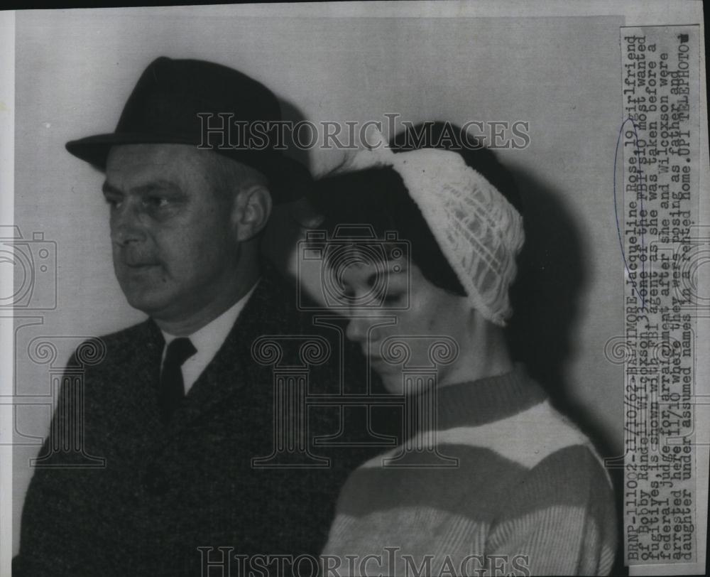 1962 Press Photo Jacqueline Rose, FBI's most wanted fugitives at arraignment - Historic Images