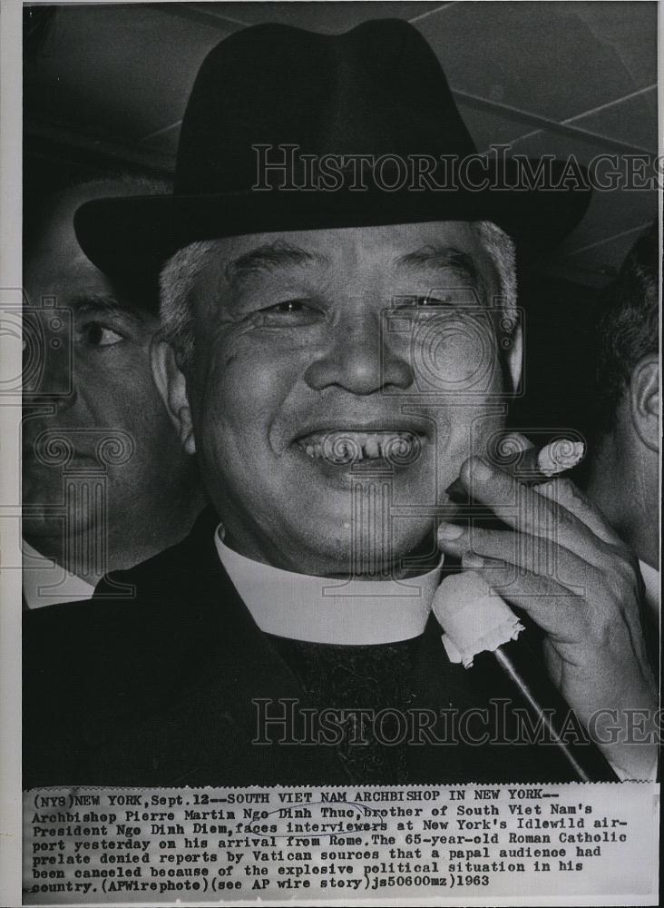 1963 Press Photo Archbishop Pierre Martin Nge Dinh Thue visits NY - RSL81975 - Historic Images