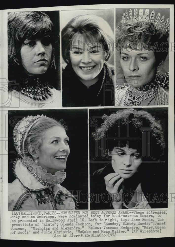 1972 Press Photo Actors Jane Fonda, Glenda Jackson, Janet Suzman, Julie Christie - Historic Images