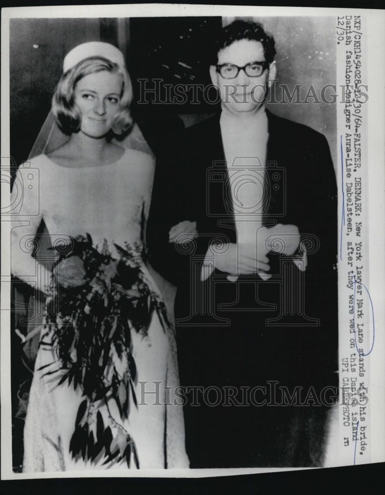 1964 Press Photo NY lawyer Mark Lane &amp; his bride Anna-Lise Dabelsteen - Historic Images