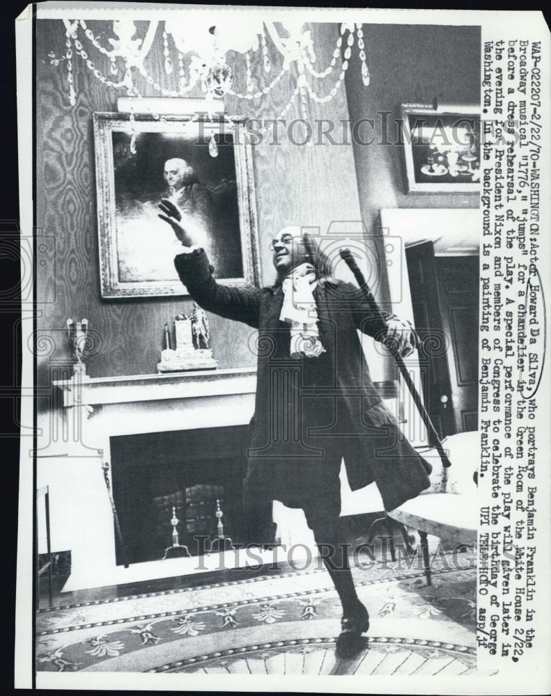 1970 Press Photo Howard Da Silva Actor Portrays Benjamin Franklin 1776 Film - Historic Images